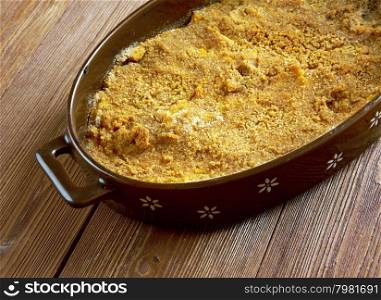 Lanttulaatikko - turnip casserole with breadcrumbs, butter, cinnamon.Finnish cuisine