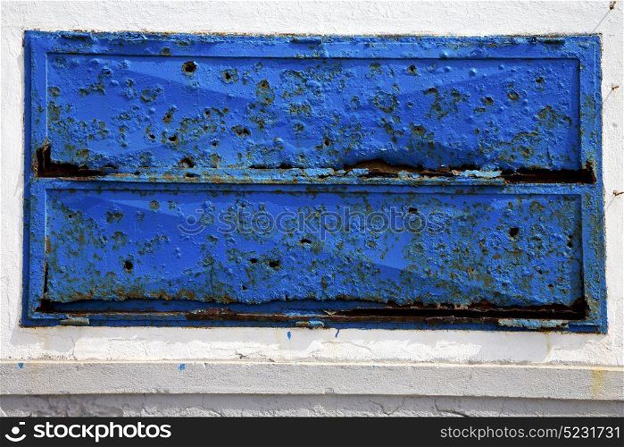 lanzarote abstract blue window in the white spain