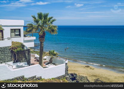 Lanzarote city center 2015, Spain, Canary island. View to ocean.