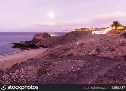 Lanzarote Island Papagayo turquoise beach landscape at Canary Islands, Spain