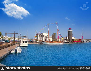 Lanzarote Marina Rubicon port at Playa Blanca in Canary Islands