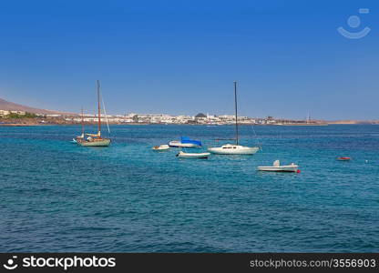 Lanzarote Playa Blanca beach in Atlantic Canary Islands