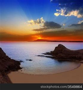 Lanzarote Playa Papagayo beach sunset in Canary islands