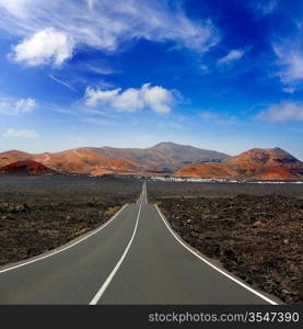 Lanzarote Timanfaya Fire Mountains road in Canary Islands