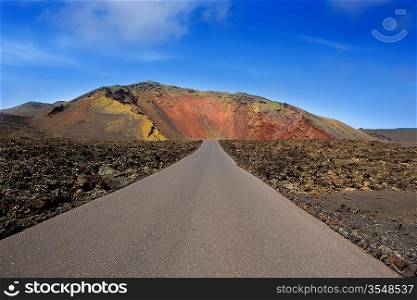 Lanzarote Timanfaya Fire Mountains road in Canary Islands