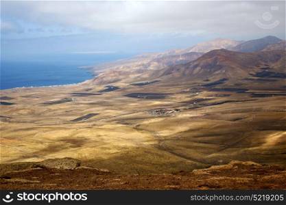 lanzarote view from the top in spain africa and house field coastline