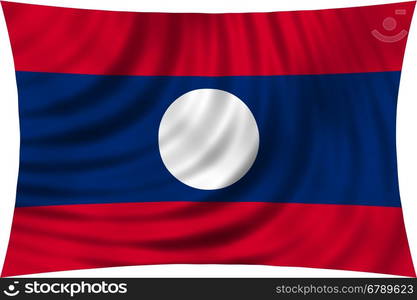 Laotian national official flag. Patriotic symbol, banner, element, background. Correct colors. Flag of Laos waving, isolated on white, 3d illustration