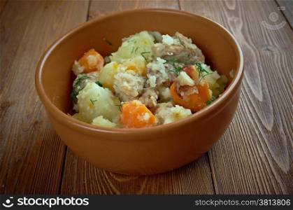 Lapskaus - Norwegian dish made of meat ingredients and vegetable.can be found throughout Scandinavia and Northern Europe.