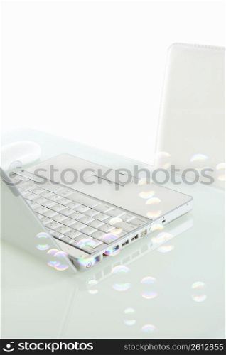 Laptop computer and bubbles