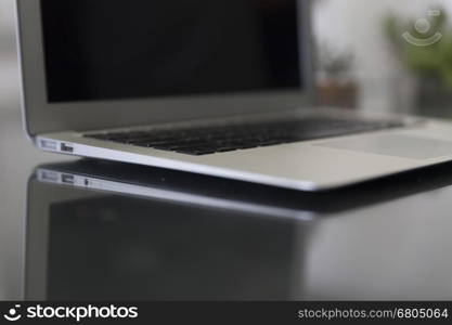 laptop computer notebook on black table