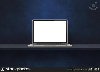 Laptop computer on black shelf background. 3D Illustration. Laptop computer on black shelf background