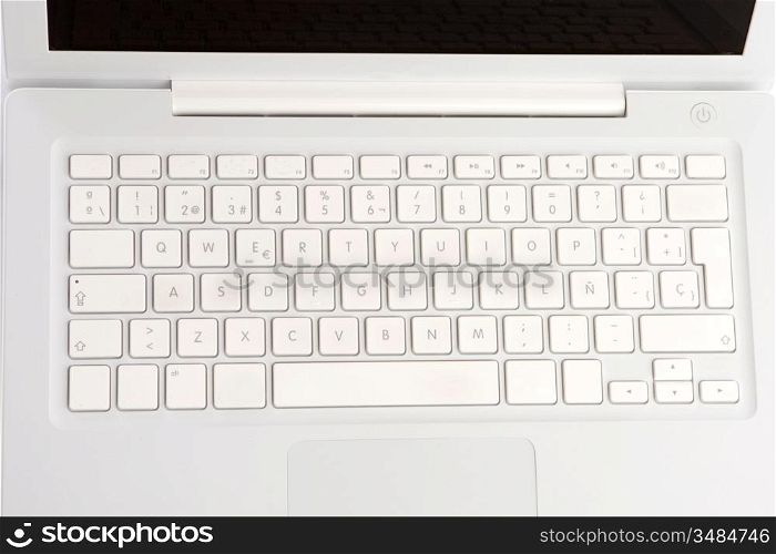 Laptop computer viewed from above a over white background