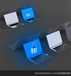 laptop computer with padlock as Internet security online business concept