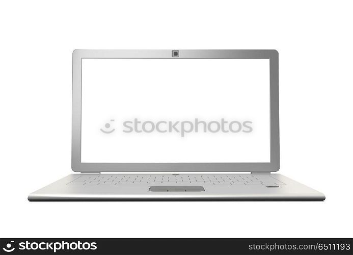 Laptop isolated 3d. Laptop isolated. Front view 3d render technology background. Laptop isolated 3d