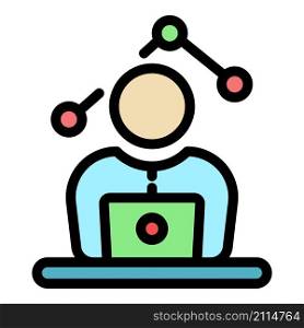 Laptop modern trader icon. Outline laptop modern trader vector icon color flat isolated. Laptop modern trader icon color outline vector
