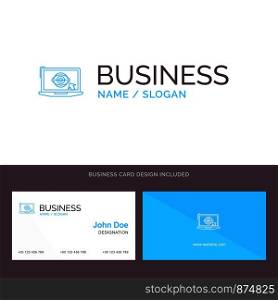 Laptop, Monitor, Lcd, Presentation Blue Business logo and Business Card Template. Front and Back Design