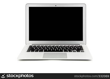 Laptop, notebook computer with copy space isolated on white background.
