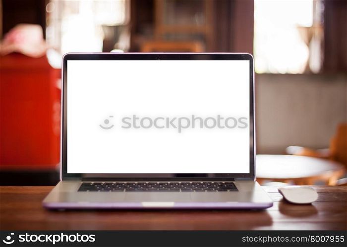 Laptop on work station, stock photo
