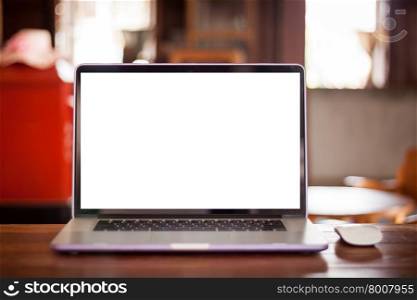 Laptop on work station, stock photo