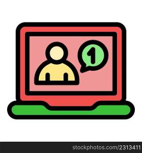 Laptop online request icon. Outline laptop online request vector icon color flat isolated. Laptop online request icon color outline vector