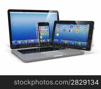laptop, tablet and smart phone