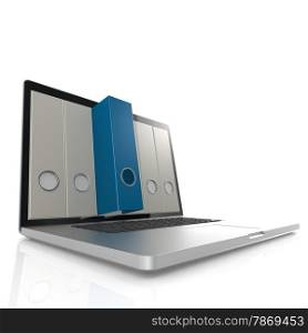Laptop with blue folder