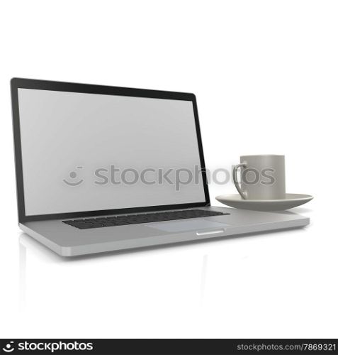 Laptop with cup