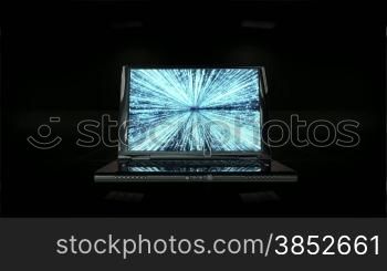 Laptop with Matrix on display, zoom in, Alpha Channel