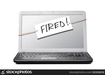 laptop with note about dismissal