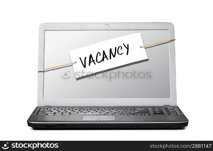 laptop with note about vacancy