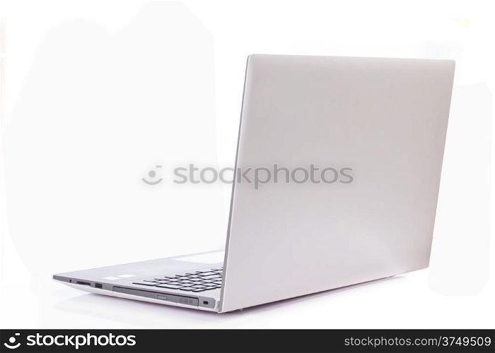 Laptop with white screen. Isolated on white background