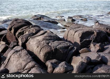Large boulders on the sea coast