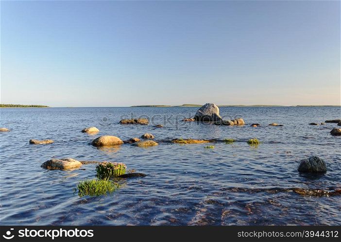 Large boulders on the shore of the White Sea, Solovetsky Islands, Russia