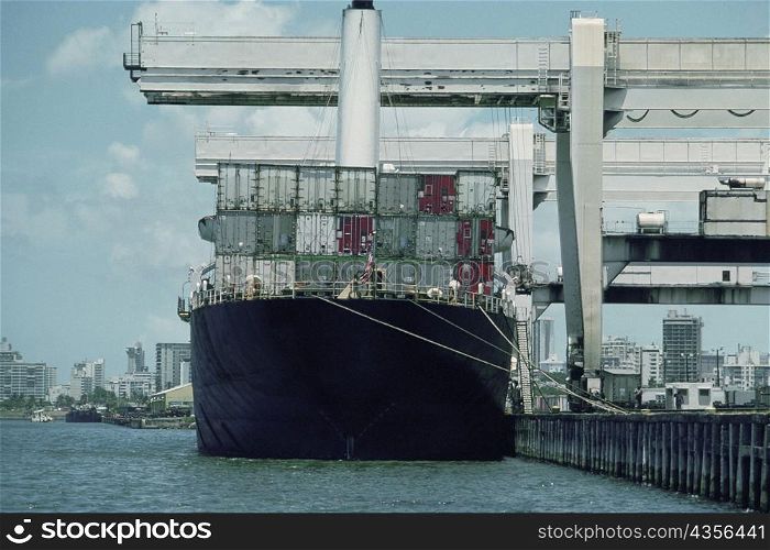 Large container ship at port, Puerto Rico