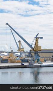 Large crane at a port of loading and unloading