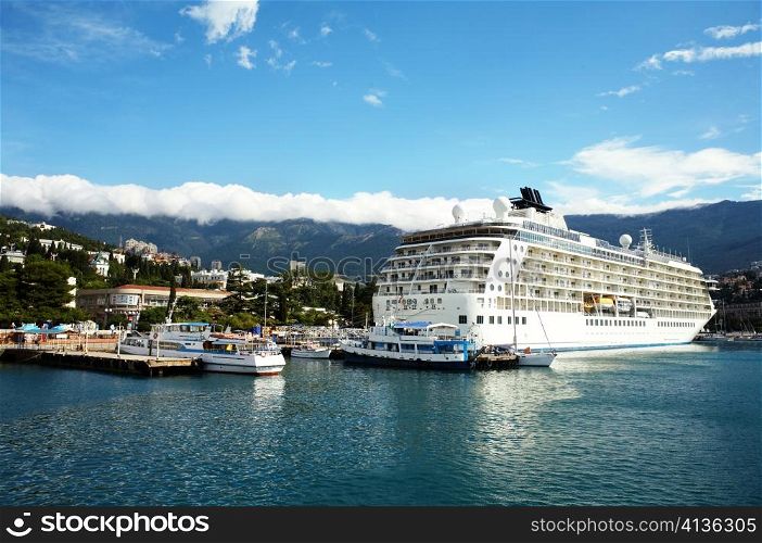 Large cruise liner berthed in the Yalta in Ukraine