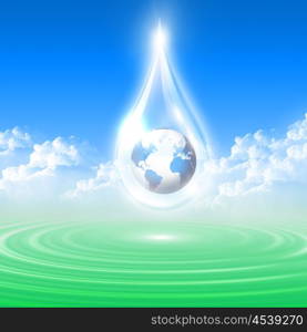 Large drops of the planet inside. Symbol of environmental protection