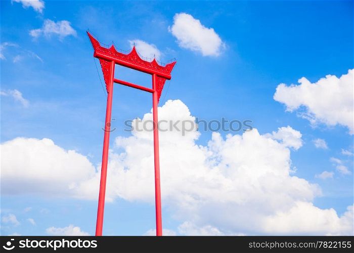 Large Giant Swing. Behind the sky bright. Attractions of Bangkok, Thailand.