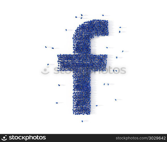 Large group of people forming a letter F icon. Social media conc. Large group of people forming a letter F icon. Social media concept. 3d illustration. Large group of people forming a letter F icon. Social media concept. 3d illustration