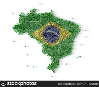 Large group of people forming Brazil map concept. 3d illustratio. Large group of people forming Brazil map concept. 3d illustration. Large group of people forming Brazil map concept. 3d illustration