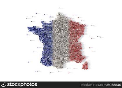 Large group of people forming France map concept. 3d illustratio. Large group of people forming France map concept. 3d illustration. Large group of people forming France map concept. 3d illustration