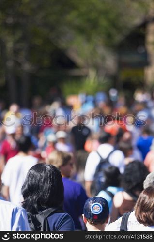 Large group of people walking