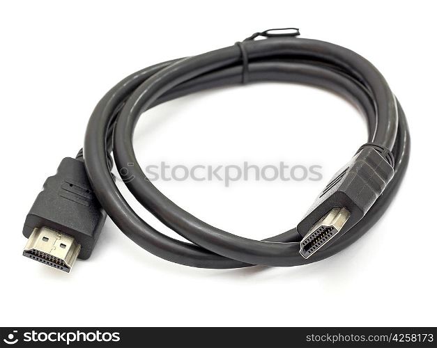 large hdmi cable on white background