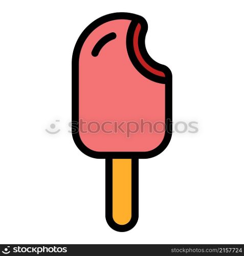 Large ice cream on a stick icon. Outline large ice cream on a stick vector icon color flat isolated. Large ice cream on a stick icon color outline vector