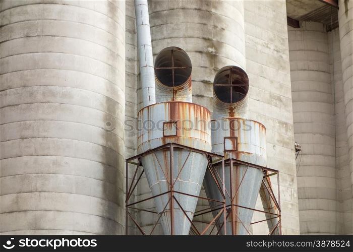 Large industrial silos. Large farm industrial silos
