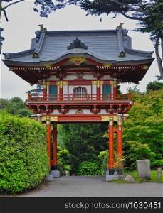 Large Japanese structure in the Japanese gardens in the Golden Gate Park San Francisco