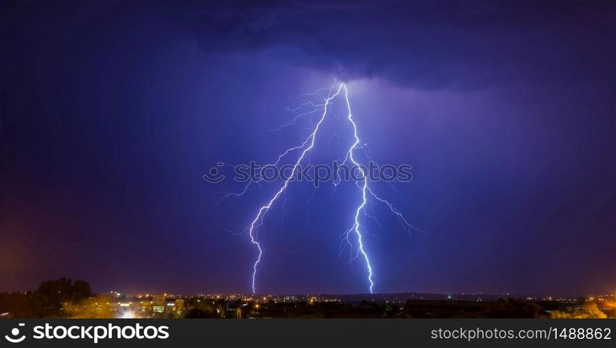 Large Lightning Strike from cloud to ground in Johannesburg South Africa