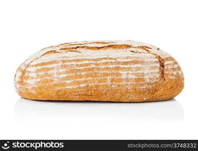 Large loaf of rye bread isolated on white