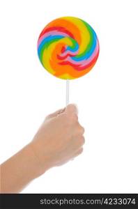 Large lollipop on stick isolated on white background