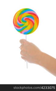 Large lollipop on stick isolated on white background